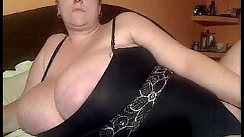 BBW with glasses shows her giant boobs