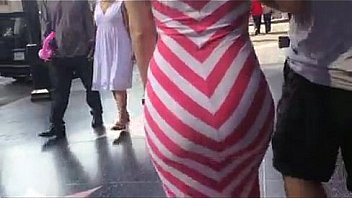 pawg out for a walk in a dress