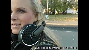 Blonde party girl loves outdoor fucking