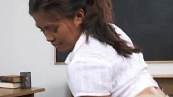 Asian Schoolgirl Fingering Pussy in Classroom