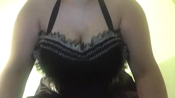woman in maid costume plays with nipples