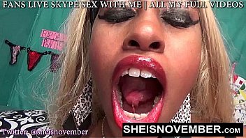 Softcore Broke Open My Ebony Throat With Giant Dildo Insertion into My Sweet Juicy Lips Wearing my Bra And Panties by Msnovember on Sheisnovember