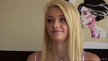 Behind the Scenes: Hot blonde Riley Stars gets interviewed while being fucked by Porn Producer