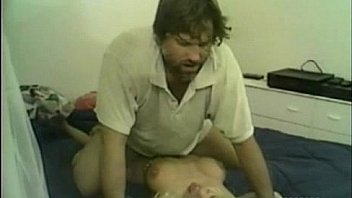 Blonde girl brutally fucked by hairy man