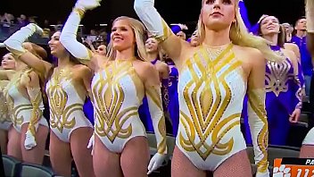 LSU 2020 cheerleaders showing their mounds and gaps at 2020 National Championship public twat for you to jerk off to