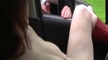 My pervert slut masturbating in car for voyeurs. Public Nudity