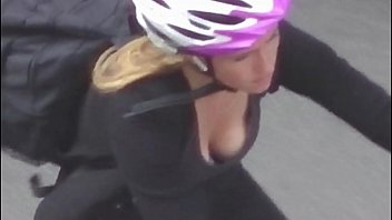 Sexy Downblouse From This Blonde Bicycle Chick