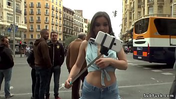 Hot brunette slut Juliette March is an embarrassment to the America and she disgraces herself in the street and fucks in group bdsm