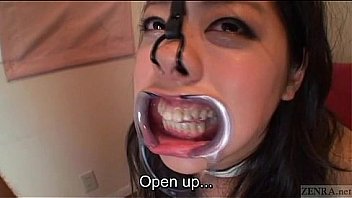 Subtitled bizarre Japanese facial destruction blowjob