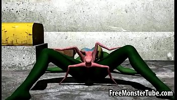 Green 3D babe gets fucked hard by an alien spider