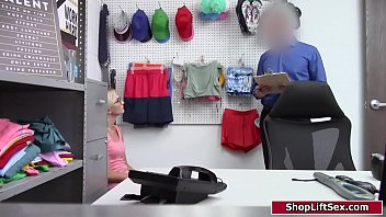 Petite cashier steals from the store and the officer stripsearches her.He dominates her to give him a bj and facefucks her.Then he bangs her pussy