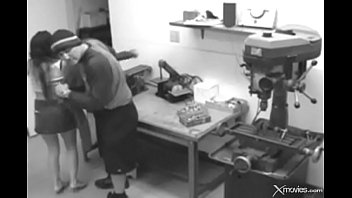 Big-titted brunette wife cheats at work with a freak and caught by security cam (hard, big cock, moa